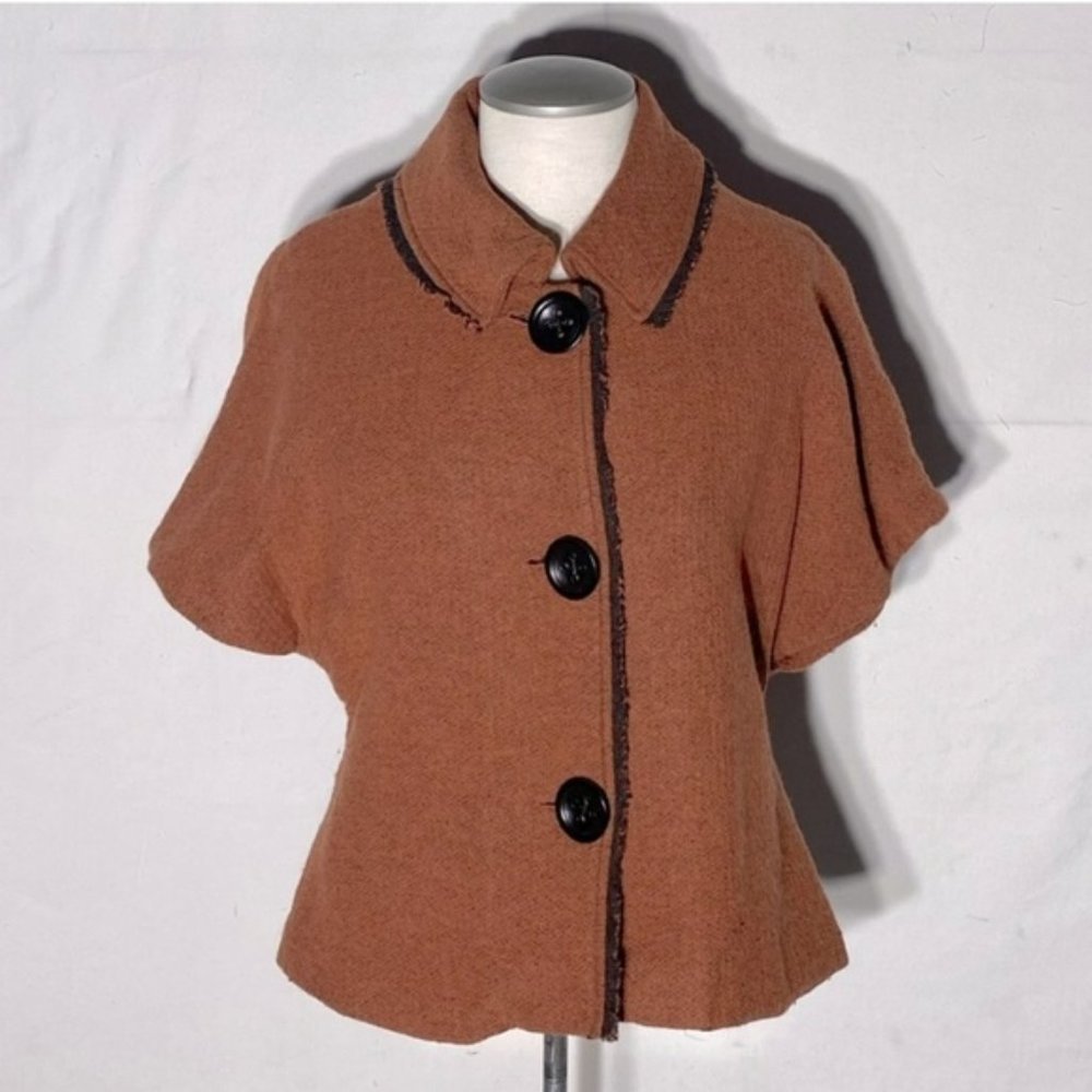 IRIS Setlakwe Orange Wool Short Sleeve Button Up Blazer Jacket 8